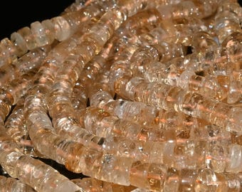 AAA Natural Citrine Heishi Beads, 5-6mm Smooth Wheel Cut Citrine Gemstone Beads, 16" Strand, Tyre Shape Citrine Beads for Jewelry Making