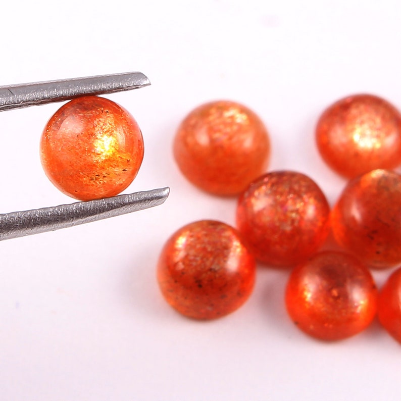6 MM Round Natural Sun Stone Loose Cabochon Sun Stone Round Shape Cabs Natural Gemstone Handmade Cabochon 20 Pc