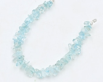 Natural Aquamarine Chip Beads: Loose Gemstone Aquamarine Crystal Chips Bead Strand, 6”