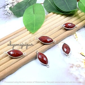 Natural Red Jasper Briolette Connectors: 9x17mm Marquise Faceted Gemstone Double Loops Jewelry Making Findings