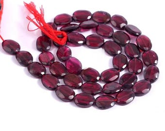 Natural Garnet Oval Faceted Beads, Gemstone Jewelry Making Supplies, 6x8mm 13" Strand