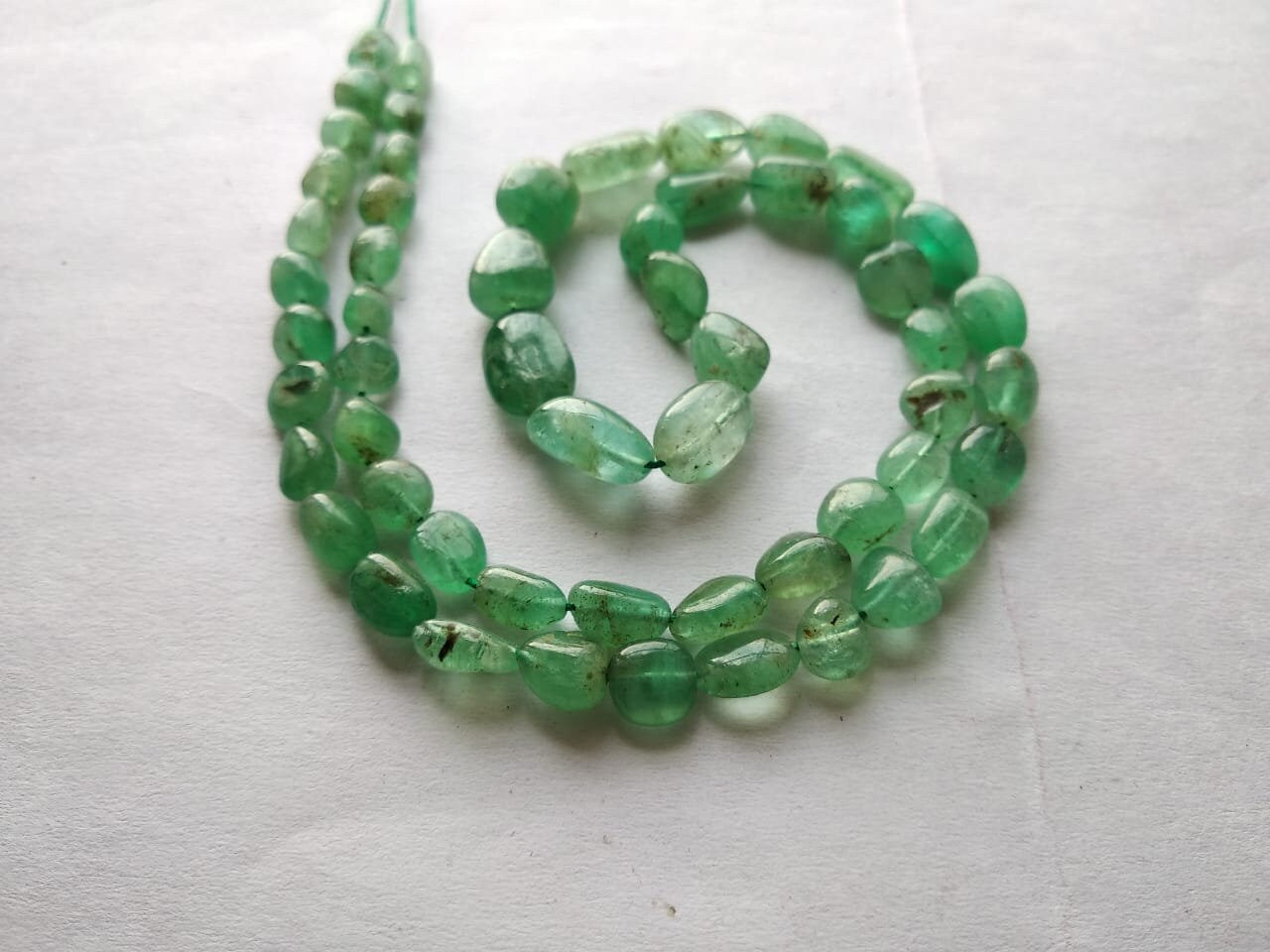8mm green 7 strand natural EMERALD faceted precious gem stone fancy nugget beads 7mm
