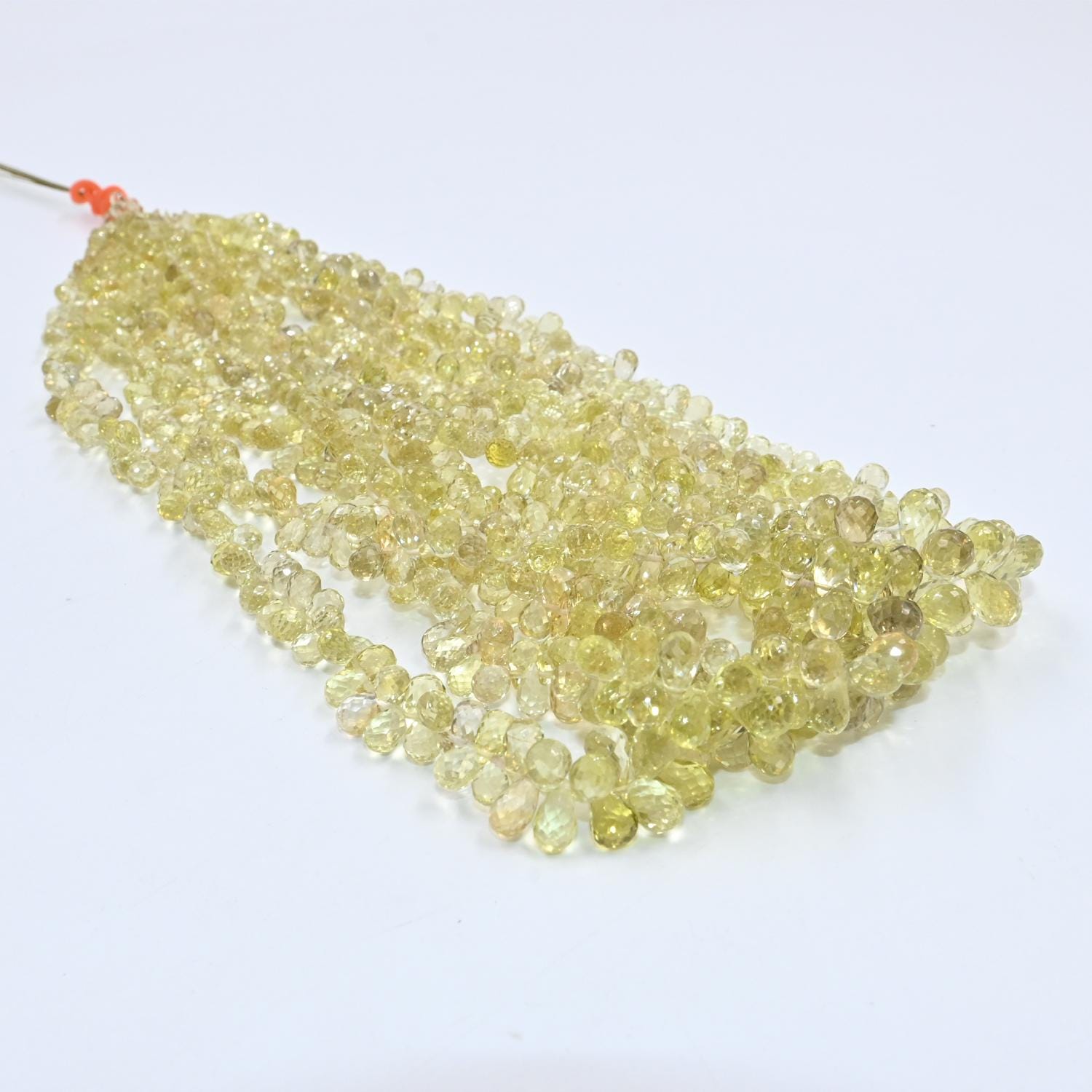レモンクォーツドロップビーズ 16インチ、ファセット天然宝石ビーズ