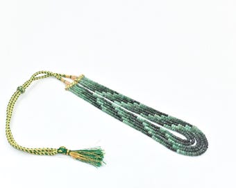 Natural Emerald Layered Necklace Handmade Shaded Faceted Beads 3.5 