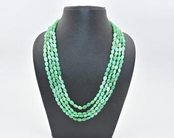 Natural Chrysoprase Oval Beaded Necklace Adjustable 17-20 Inch Layered Jewelry