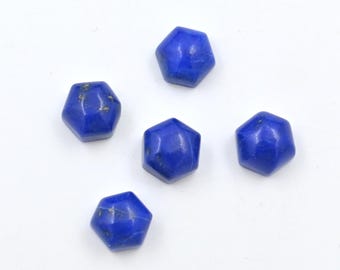 Cabochões hexagonais de lápis-lazúli: cabochão de pedra preciosa natural azul de 16 mm para fabricação de joias
