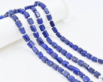 Lapis Lazuli Faceted Nugget Beads: Natural Blue Lapis Gemstone Nuggets Bead, 8" Strand