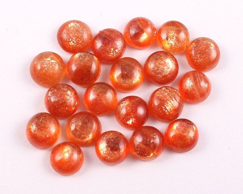 6 MM Round Natural Sun Stone Loose Cabochon Sun Stone Round Shape Cabs Natural Gemstone Handmade Cabochon 20 Pc