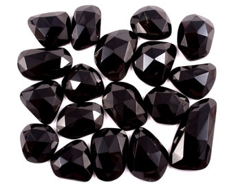 Black Spinel Freeform Rose Cut, Natural Faceted Cabochon Slice, loose gemstone & jewelry 18 Pcs
