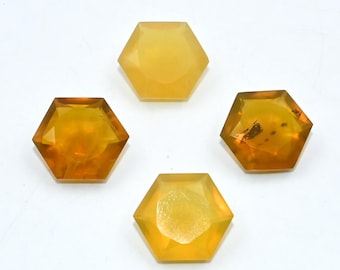 Opale jaune à facettes : taille hexagonale pour bijoux