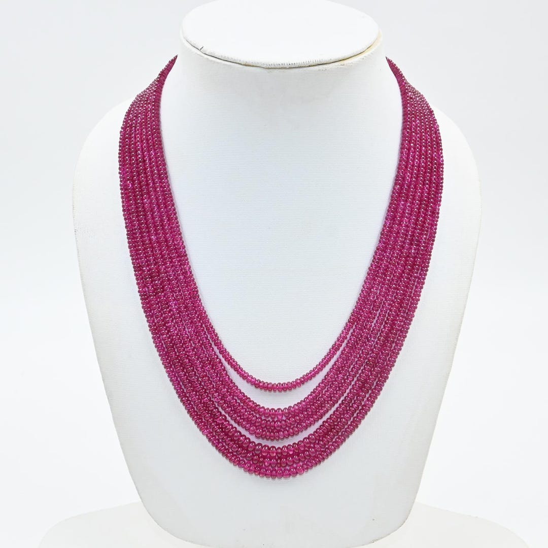 Boho Red Imitation Ruby Necklace: Handmade Adjustable Beaded Jewelry - Etsy