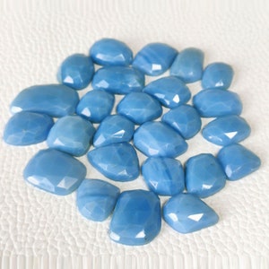 10x10.5-12x16mm Natural Blue Opal Rosecut Slice - Top Quality Rose Cut Flat Back Gemstone 10 Pieces Lot For Jewelry Making, Pendant, Ring