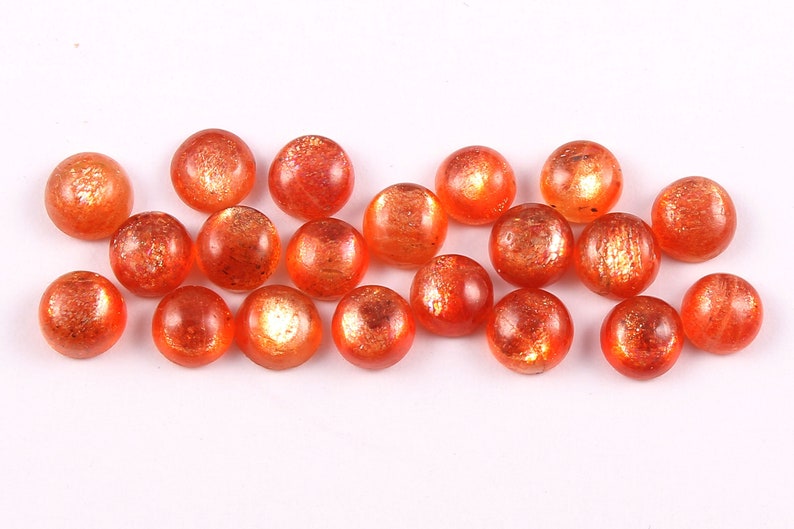 6 MM Round Natural Sun Stone Loose Cabochon Sun Stone Round Shape Cabs Natural Gemstone Handmade Cabochon 20 Pc