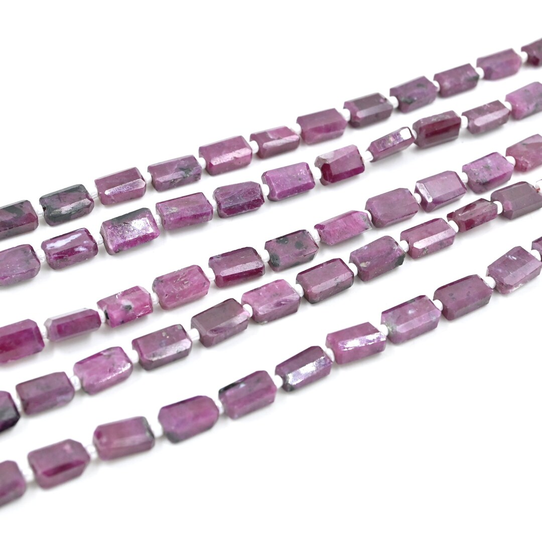 Ruby Step Cut Nugget Beads, 6x8.5-6x9mm Faceted Irregular Ruby ...