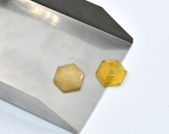 Opale jaune taille hexagonale à facettes : pierre gemme taillée par étapes pour bijoux DIY (8-14 mm)