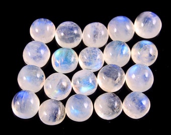 AAA Rainbow Moonstone Cabochons: 4mm Round Gemstones (20 Pcs)