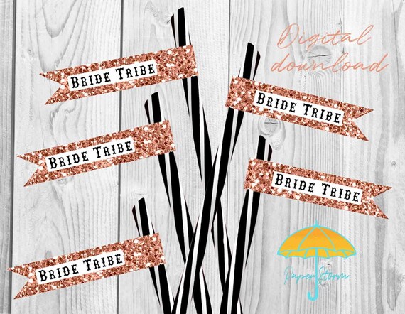 Bride Tribe Hen Party Straw Tags Bridal Shower Supplies Etsy