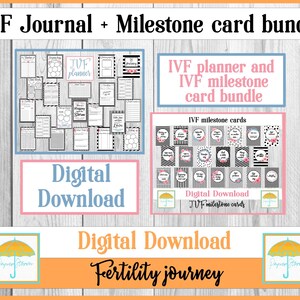 Ensemble de cartes de journal et de jalon de FIV / idées cadeaux numériques / cartes de journal imprimables / jalon ICSI / voyage FIV / essayer de concevoir
