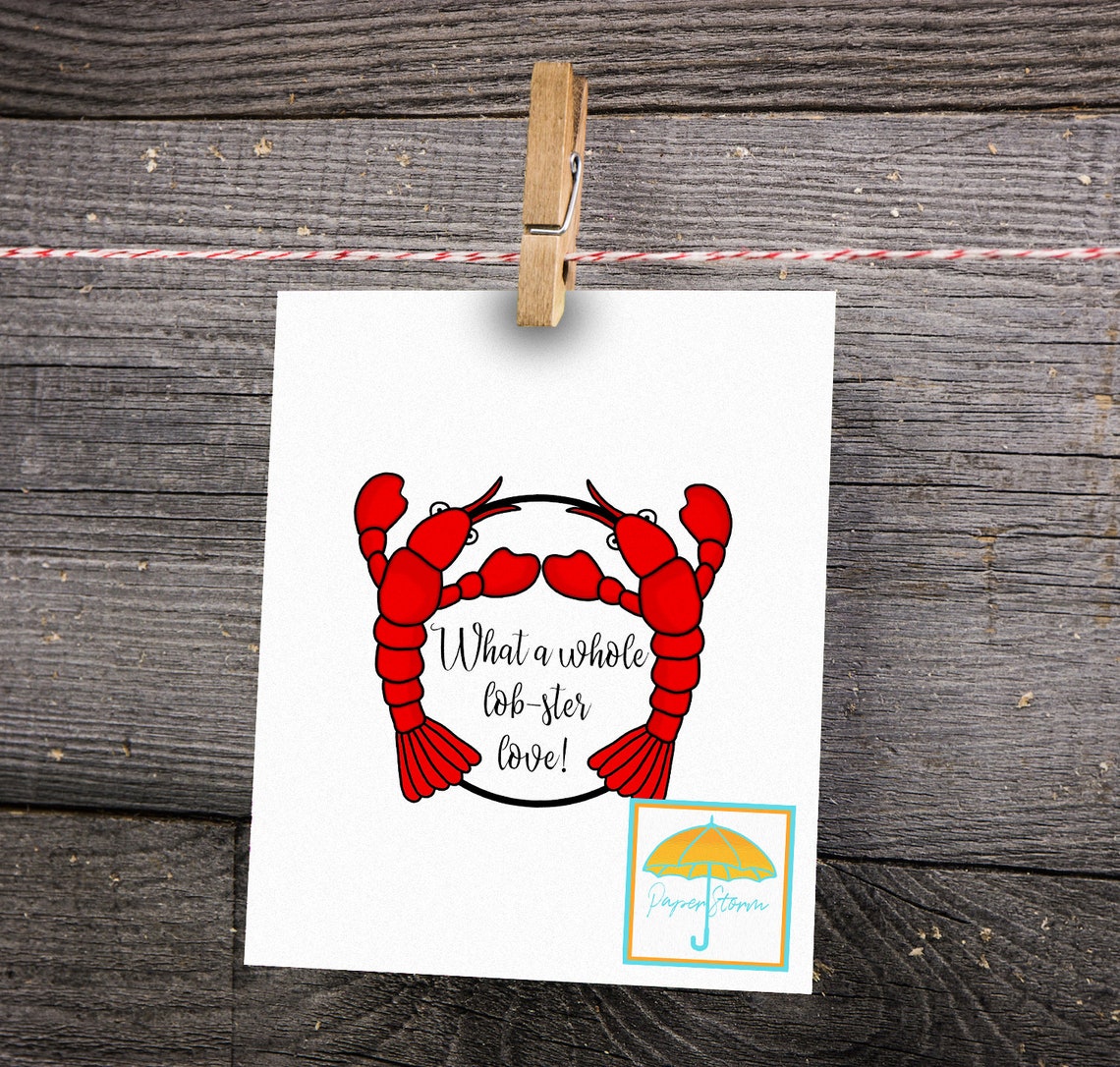 Lobster Animal Couple Clip Art SVG, Love Quotes/puns PNG JPG, Printable