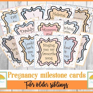 Nuevo bebé / hermano / Tarjetas de hito / ideas de regalo digitales / tarjetas de diario imprimibles / nuevo hermano / hermana mayor / anuncio de embarazo