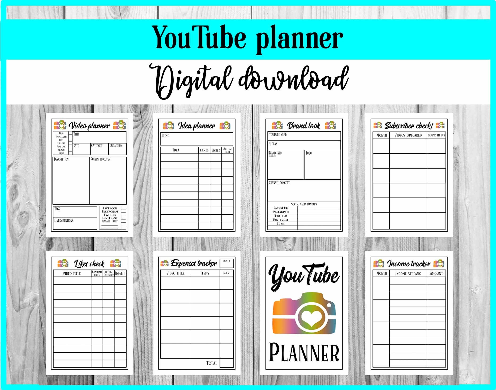 My Youtube Planner Video Planner Pages Complete Video Etsy UK
