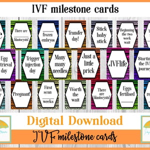 Cartes jalons FIV / idées cadeaux numériques / parcours médical / cartes de journal imprimables / jalon ICSI / parcours FIV / essayer de concevoir