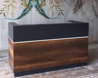 Mostrador de recepción de 71" a 87", Mostrador de recepción personalizado, Mobiliario de oficina, Mobiliario para sala de espera, Mostrador de ventas, Recepción, Caja registradora moderna