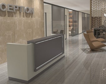 47" to 71" White* Dark Grey Reception Desk, Sales Counter, Office Furniture, Custom Modern Reception Desk, Retail Cash Wrap, Front Desk