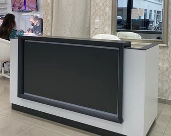 White Reception Desk with Counter, Retail Counter, Shop Counter,Store counter, Cash Wrap Retail Counter,Schönheitssalon Weißer Empfangstheke