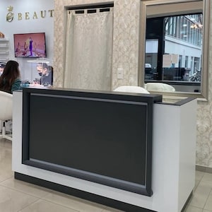 White Reception Desk with Counter, Retail Counter, Shop Counter,Store counter, Cash Wrap Retail Counter,Schönheitssalon Weißer Empfangstheke