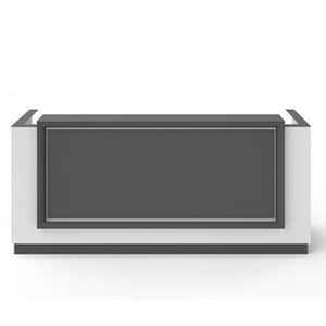 47" bis 71" Weiß*Dunkelgrauer Empfangsschreibtisch, Büromöbel, individueller moderner Empfangsschreibtisch, Bargeldverpackung für den Einzelhandel, Verkaufstheke, Rezeption