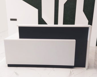 Mostrador de recepción moderno, Mostrador de venta minorista con caja, Mostrador de ventas, Recepción, Mostrador de recepción blanco con mostrador, Mostrador de recepción personalizado para salón