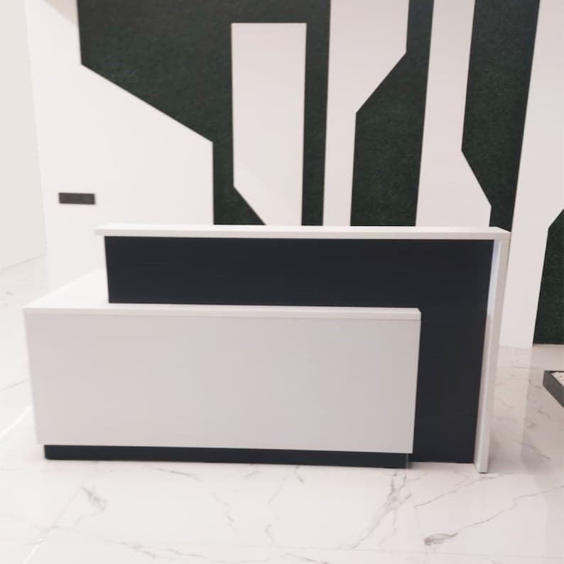 Checkout Counter, Reception Desk, Retail Counter, Shop Counter, Store Counter, Cash Wrap Retail Counter, Reception Desk with Counter White*Black