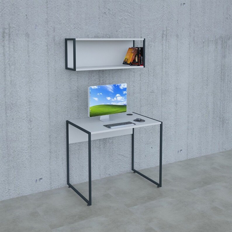 Set Bookshelf Computer Desk Office Bookcase Kids Bedroom Decor Modern Writing