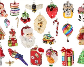 Weihnachtskugeln Christbaumkugel aus GLAS Christbaumschmuck Figuren Mundgeblasen Glasgeblasene,Weihnachtsbaumverzierungen