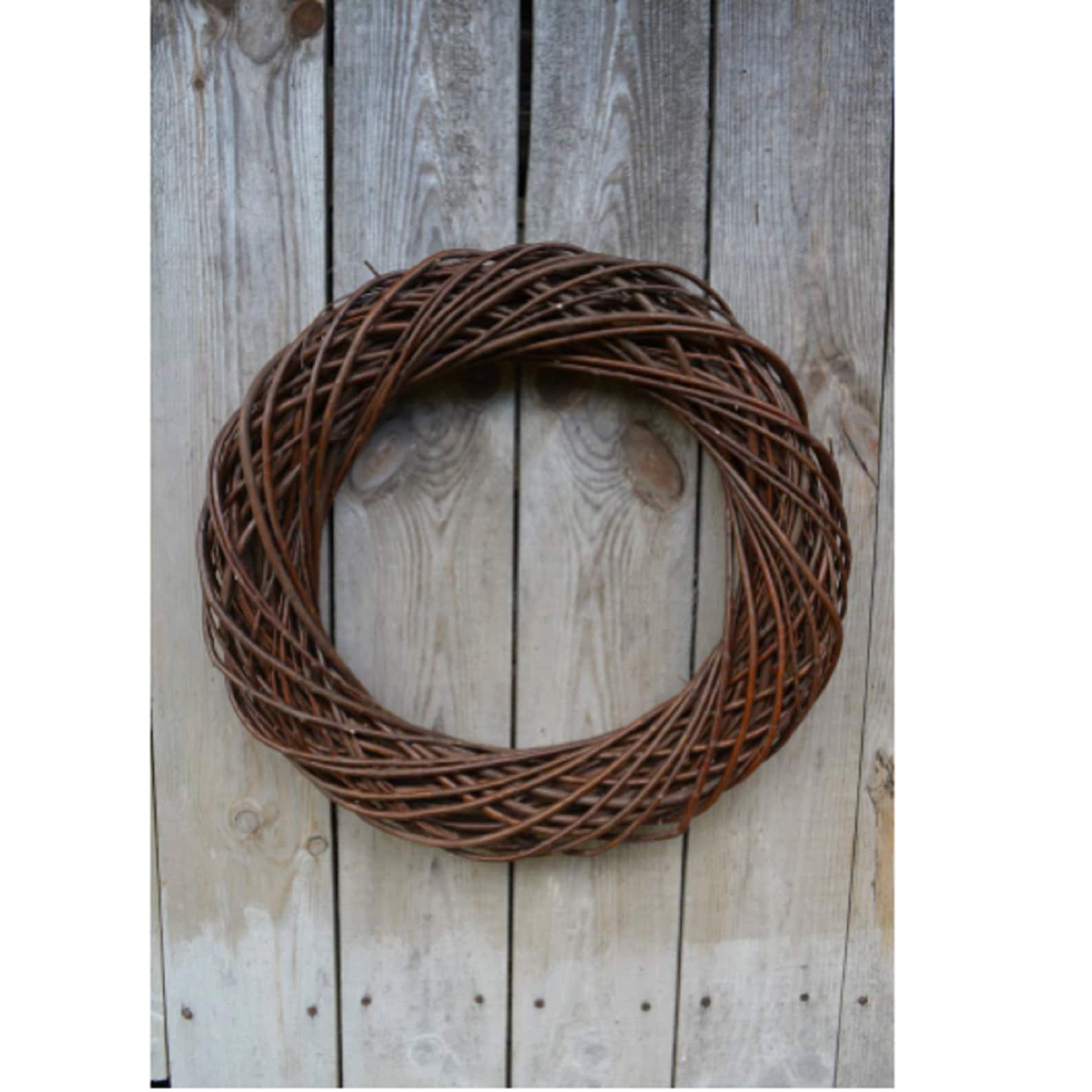 Weidenkranz Geflochten 45cm Braun-Weiß - Rustikaler Türkranz Für Deko & Basteln - Shabby Chic