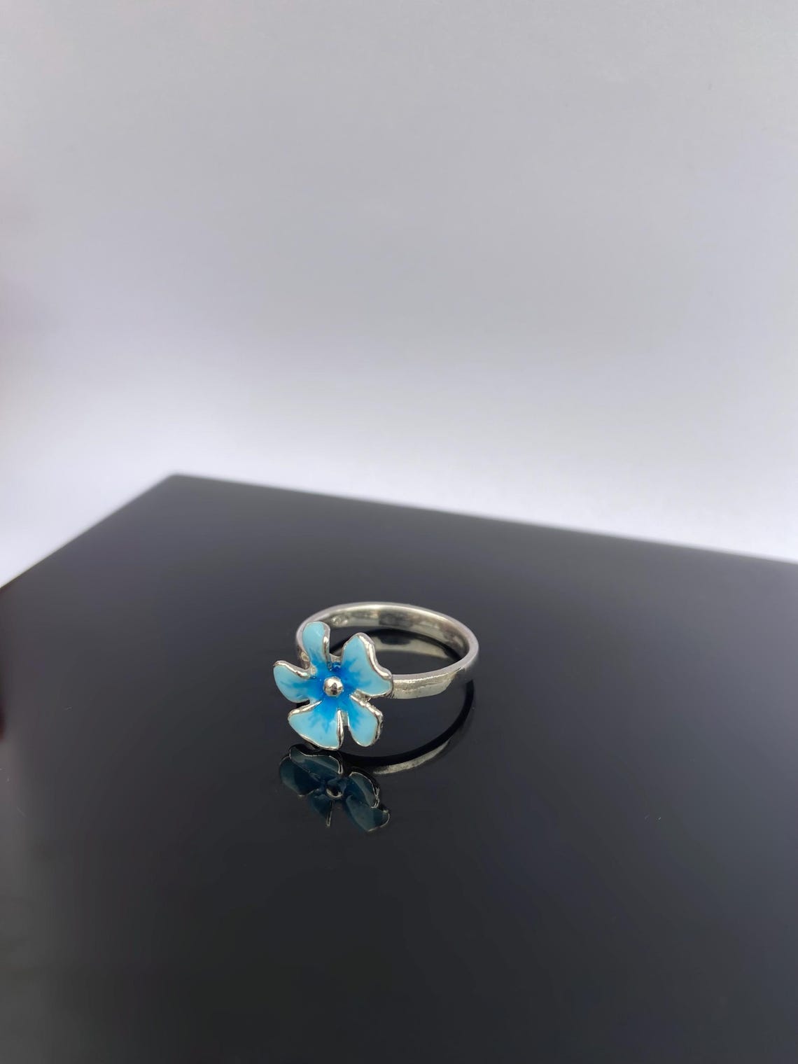 Sterling Silver Floral Ring With Enamel, Handmade Colorful Flower ...