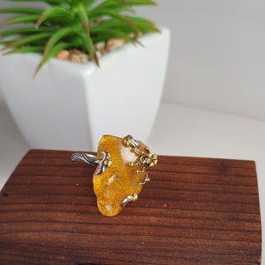 Amber Ring Silver Handmade Amber Jewellery Elegant Amber Ring Honey Amber Jewellery Silver Amber Ring Amber Jewellery Gift