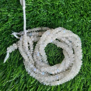 AAA+++1 Strand Natural White Rainbow Faceted Rondelle Beads/White Rainbow Faceted Rondelle Beads/4.50mm to 7.30mm/15.25&quot; Length.
