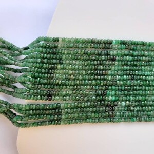 A+1 Strand Emerald Berial Faceted Beads/Dyed emerald Berial Faceted Rondelle Beads/4.10mm to 5.10mm/13&quot; Length.
