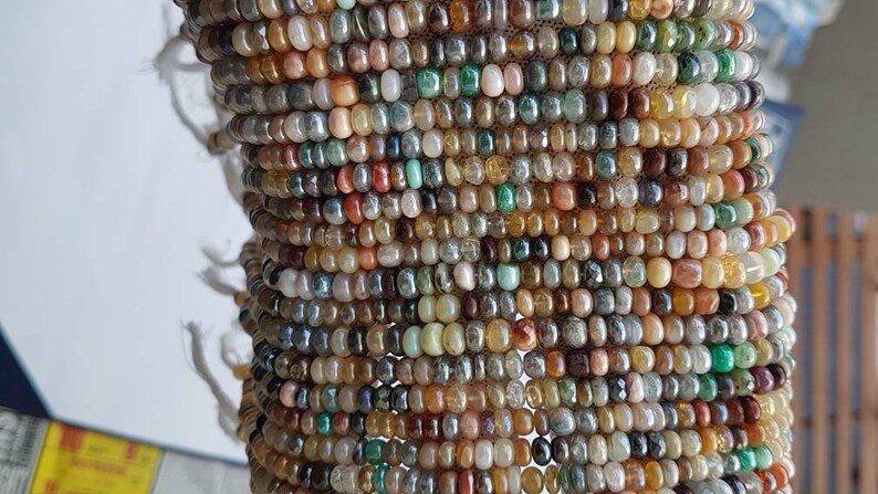 AAA+++1 Strand silverite opal multi plain smooth rondelle beadsmulti opal plane rondelle beadsnatural disco opal beadsopal Silverite13