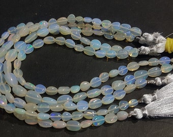 AAA+++1 Strand Natural Ethiopian Opal Nuggets Plain Beads/Ethiopian Opal Nuggets Smooth Plain Beads/4.00*5.00mm to 8.50*10.00mm/9" Length.