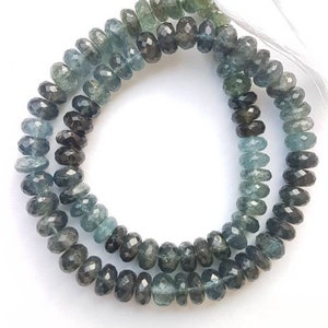 AAA+++1 strand moss aquamarine faceted rondelle beads/natural moss aquamarine stone bead/aquamarine beads/blackaqua/5.00mm to 5.60mm/14&quot;long