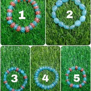 AAA+++1 Bracelet Silverite Dyed Chalcedony Carving Bracelet/Handmade Natural Chalcedony Stretchable Bracelet/7inches.