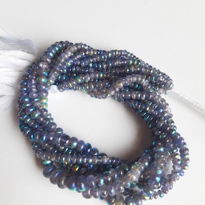 AAA+++1 Strand natural tanzanite rainbow mistik aurora plain rondelle beads/ tanzanite blue rondelle beads/ 4.80mm to 8.90mm/ 14&#39;&#39; length
