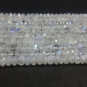 A+1 Strand Natural White Rainbow Faceted Rondelle Beads/White Rainbow Black Dot Faceted Rondelle Beads/4mm to 6mm/15&quot; Length.