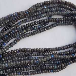 AAA+++1 Strand Natural black labradorite faceted rondelle beads/natural blue power black labradorite faceted rondelle beads/15&quot; length