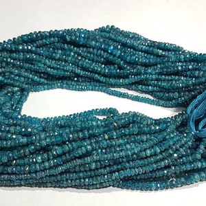 A+1 Strand apatite blue faceted rondelle beads/natural blue apatite faceted beads/apatite blue beads/14&quot; length