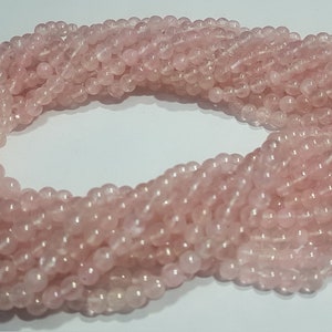 AAA+++1 Strand Natural Rose Quartz Plain Round Beads/Pink Rose Quartz Smooth Plain Round Beads/5.40mm to 5.80mm/15&quot; Length.