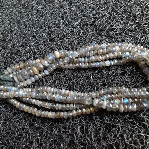 AAA+++1 Strand Natural Labradorite Faceted Rondelle Beads/Natural Labradorite Faceted Beads/4.70mm to 12.50mm/14.25&quot; Length.